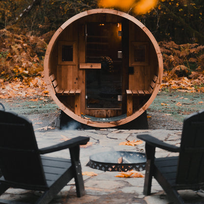 Barrel Outdoor Sauna w/ Porch - 6 Person