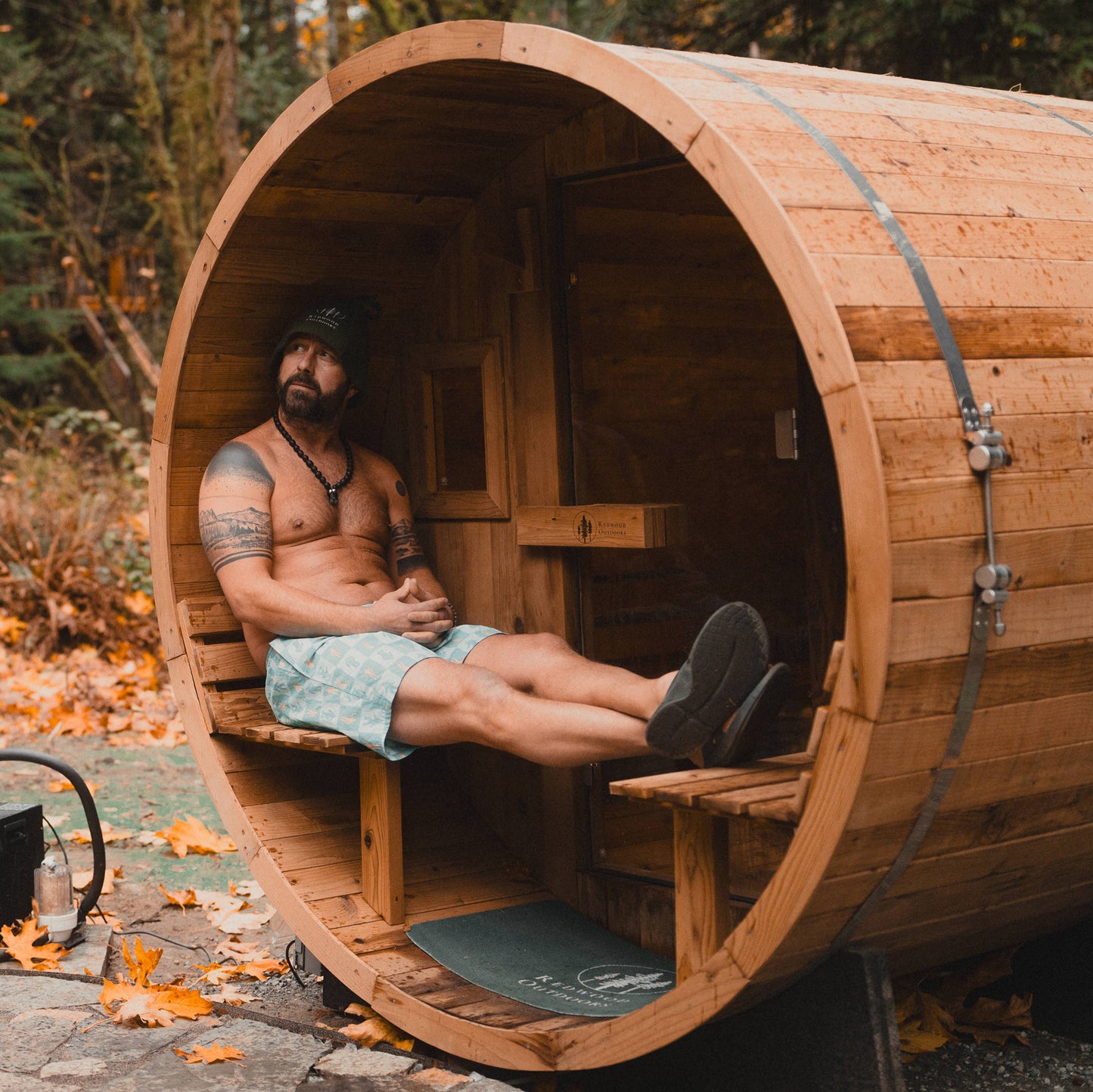 Barrel Outdoor Sauna w/ Porch - 6 Person