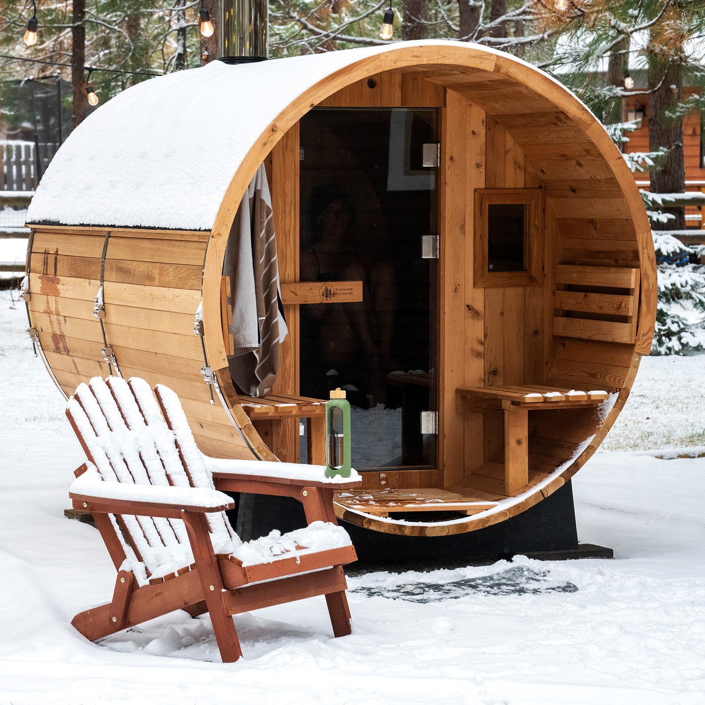 Barrel Outdoor Sauna w/ Porch - 6 Person
