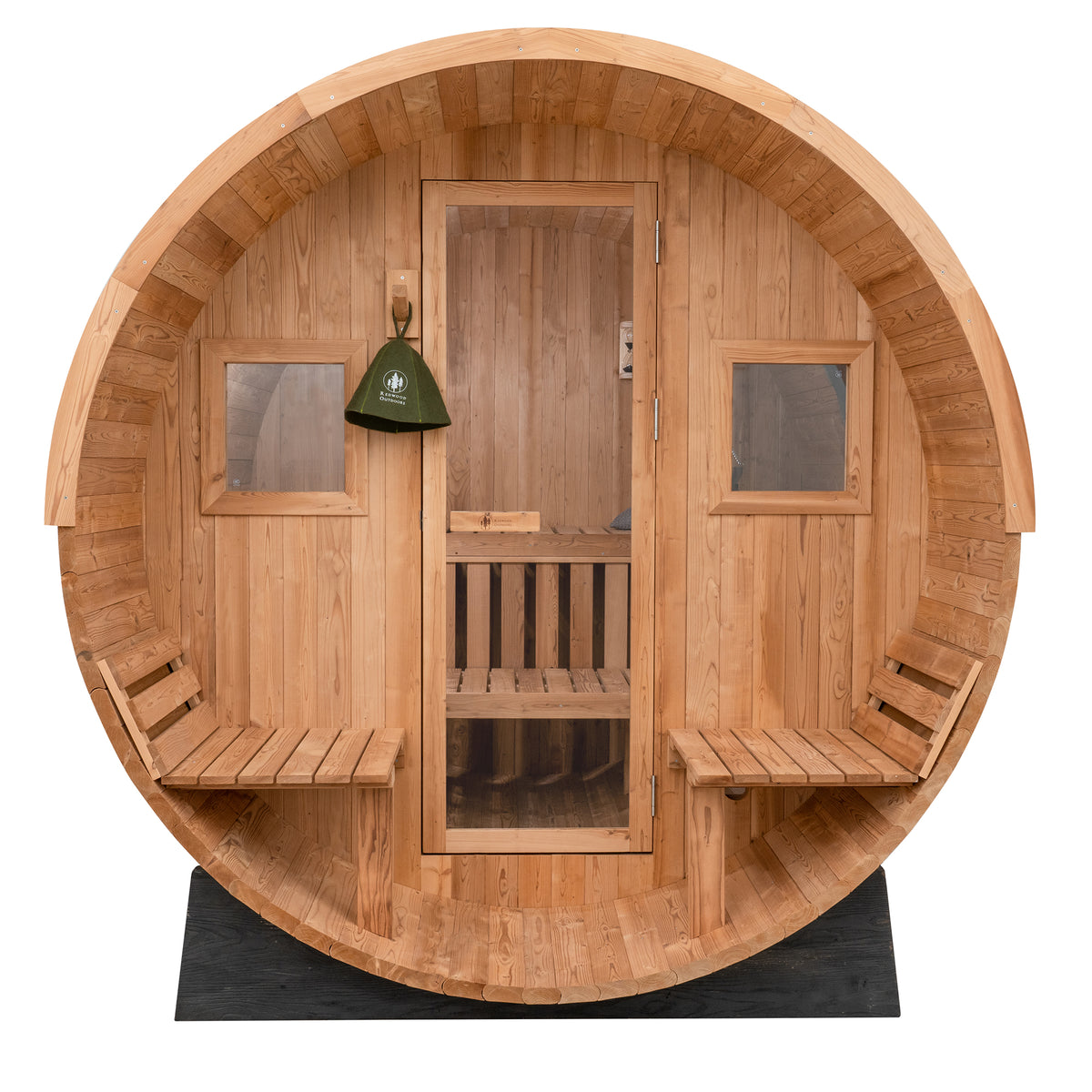 Extra-Wide Outdoor Barrel Sauna w/ Porch - 6 Person