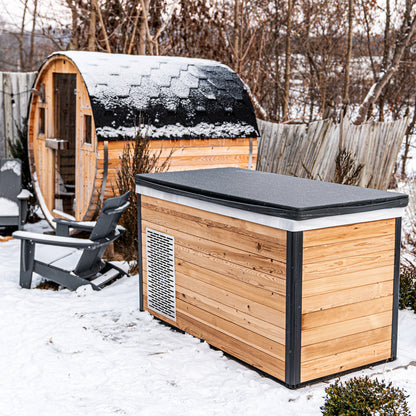 Extra-Wide Barrel Outdoor Sauna x Denali Cold Plunge