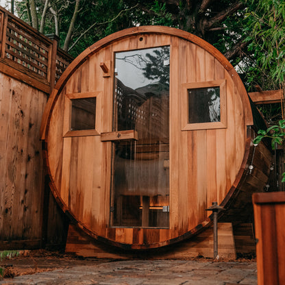Extra-Wide Barrel Outdoor Sauna - 6 Person