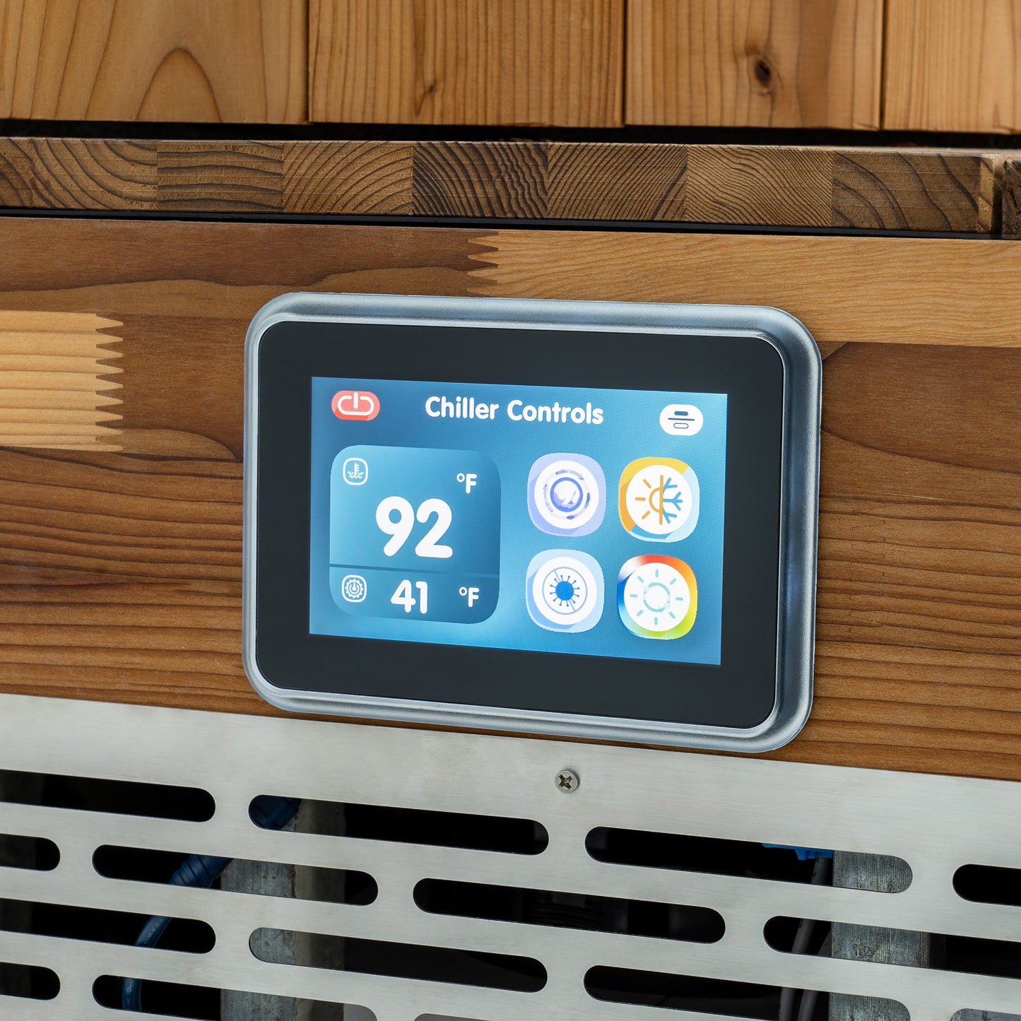 Redwood Outdoors Alaskan All-In_One Cold Plunge Tub view of the Wi-Fi Controller.