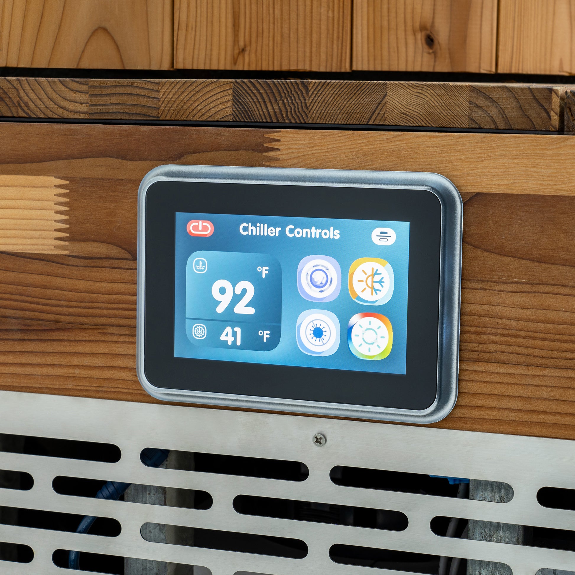 Redwood Outdoors Alaskan All-In_One Cold Plunge Tub view of the Wi-Fi Controller.