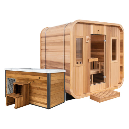 Summit Outdoor Sauna in Cedar x Denali Cold Plunge