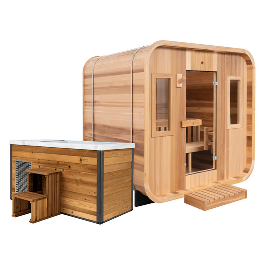 Summit Outdoor Sauna in Cedar x Denali Cold Plunge