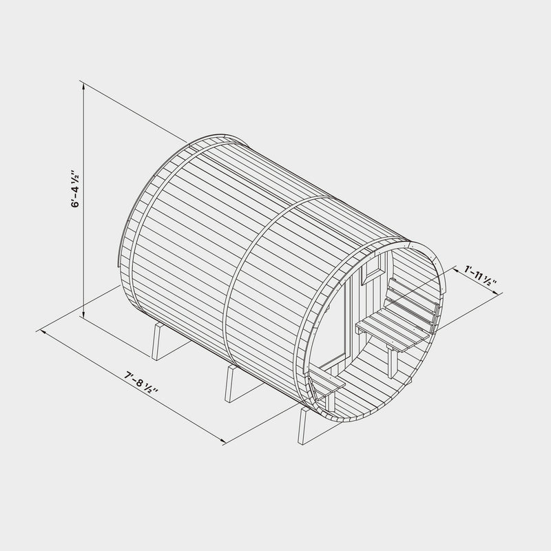 Barrel Outdoor Sauna w/ Porch - 6 Person