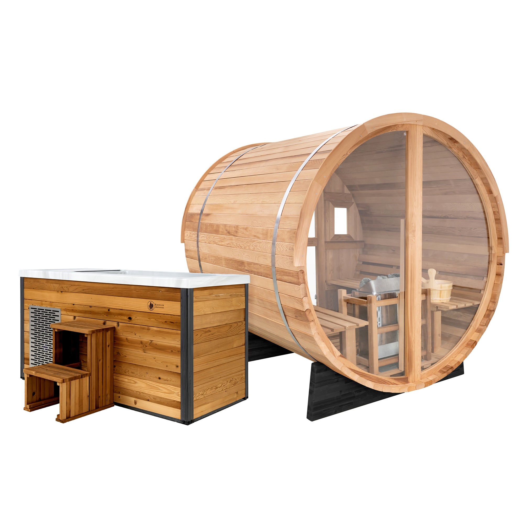 Redwood Outdoors Vista Outdoor Sauna x Denali Cold Plunge - Thumbnail 2